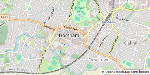 Map of Horsham, West Sussex