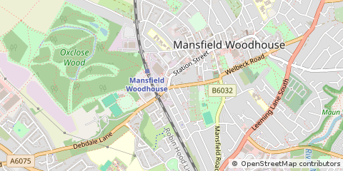 Map of Mansfield Woodhouse, Nottinghamshire