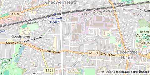 Map of Dagenham, Essex
