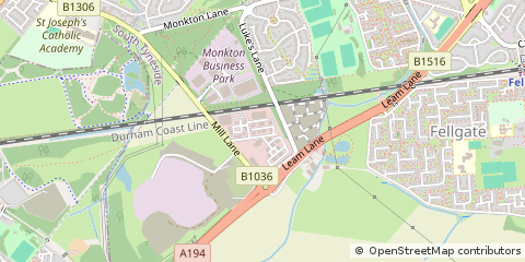 Map of Hebburn, Tyne and Wear