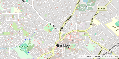 Map of Hinckley, Leicestershire