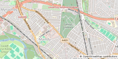 Map of Heath Cardiff, South Glamorgan