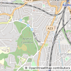 Map of Redhill, Surrey