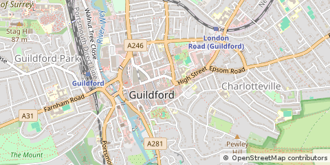 Map of Guildford, Surrey