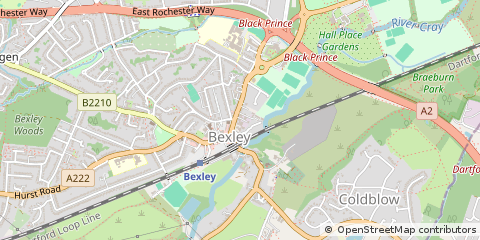 Map of Bourne Road, Bexley, Kent