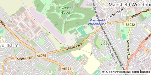 Map of Mansfield Woodhouse, Nottinghamshire