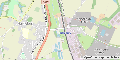 Map of Hartlebury, Worcestershire