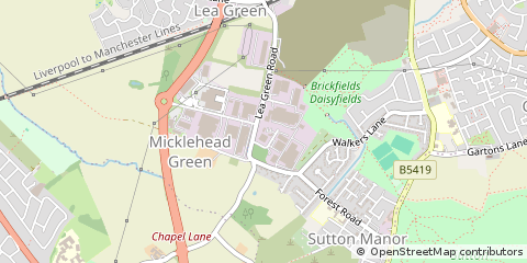 Map of ST Helens, Merseyside