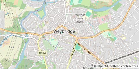 Map of Weybridge, Surrey