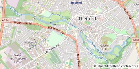 Map of Thetford, Norfolk
