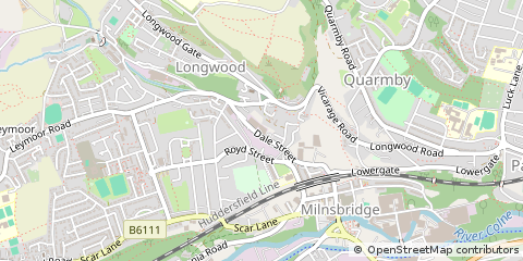 Map of Huddersfield, West Yorkshire