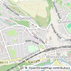 Map of Huddersfield, West Yorkshire