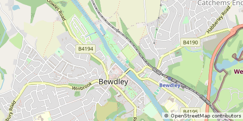 Map of Bewdley, Worcestershire