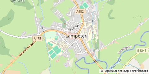 Map of Lampeter, Ceredigion