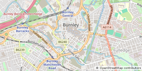 Map of Burnley, Lancashire
