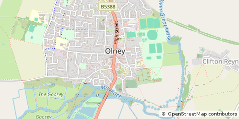Map of Olney, Buckinghamshire