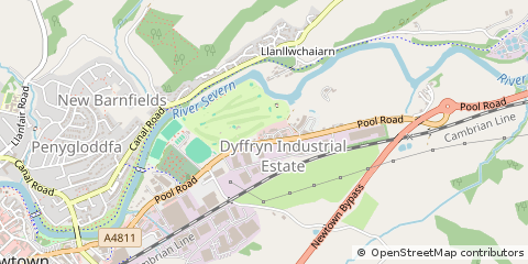 Map of Newtown, Powys