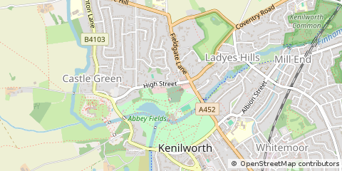 Map of Kenilworth, Warwickshire