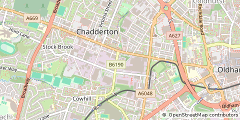 Map of Oldham, Lancashire