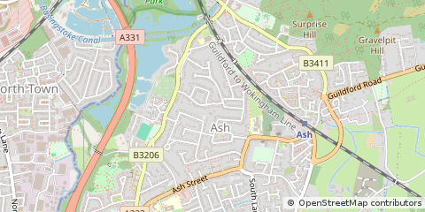 Map of Guildford, Surrey