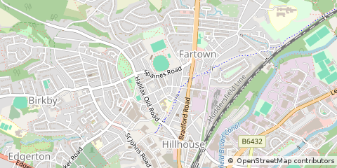 Map of Huddersfield, West Yorkshire