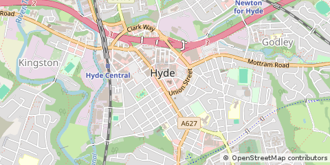Map of Hyde, Cheshire