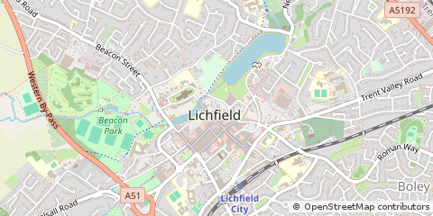 Map of Lichfield, Staffordshire