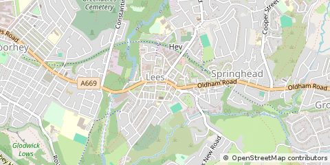 Map of Oldham, Lancashire