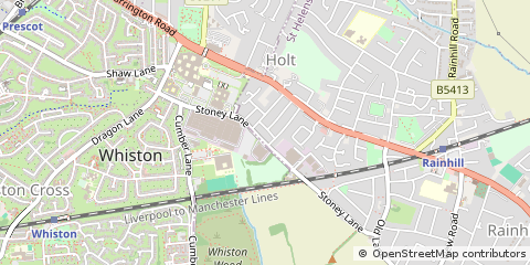 Map of Prescot, Merseyside