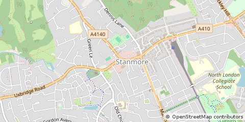 Map of Stanmore, Middlesex