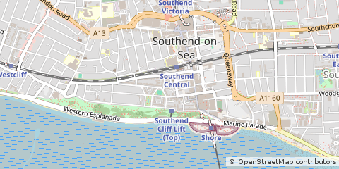 Map of Southend on SEA, Essex