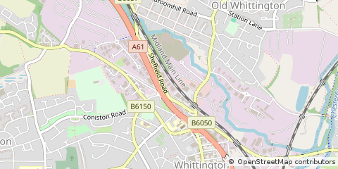 Map of Chesterfield, Derbyshire