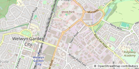 Map of Welwyn Garden City, Hertfordshire