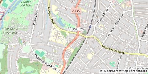 Map of Moseley, Birmingham