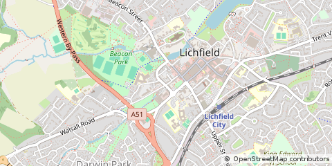 Map of Lichfield, Staffordshire