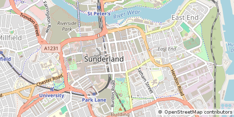 Map of Sunderland, Tyne & Wear