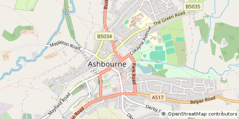 Map of Ashbourne, Derbyshire