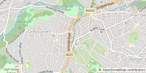 Map of Sheffield, South Yorkshire