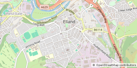 Map of Elland, West Yorkshire