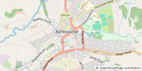 Map of Ashbourne, Derbyshire