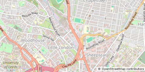 Map of Leeds, West Yorkshire
