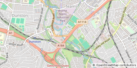 Map of Gateshead, Tyne & Wear