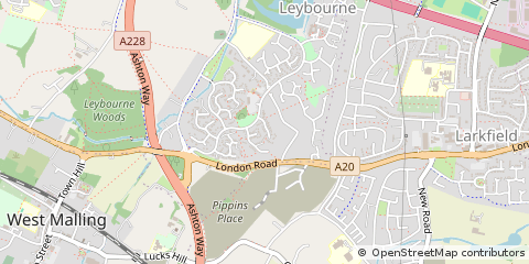 Map of West Malling, Kent