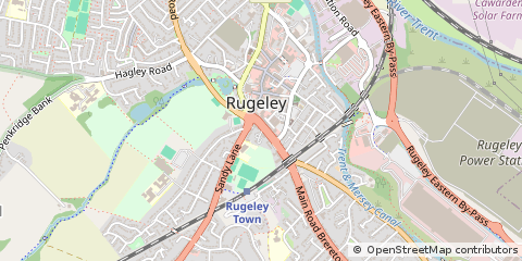 Map of Rugeley, Staffordshire