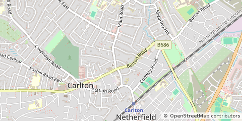 Map of Carlton, Nottingham