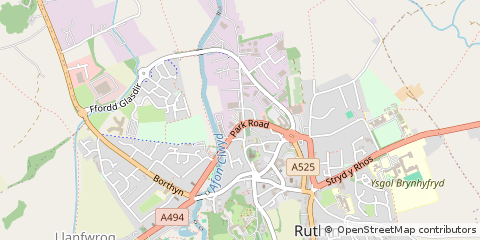 Map of Ruthin, Denbighshire