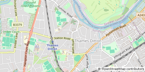 Map of Thames Ditton, Surrey