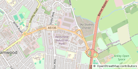 Map of Borehamwood, Hertfordshire