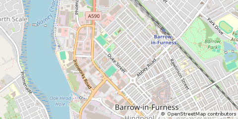 Map of Barrow-in-Furness, Cumbria