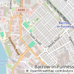 Map of Barrow-in-Furness, Cumbria